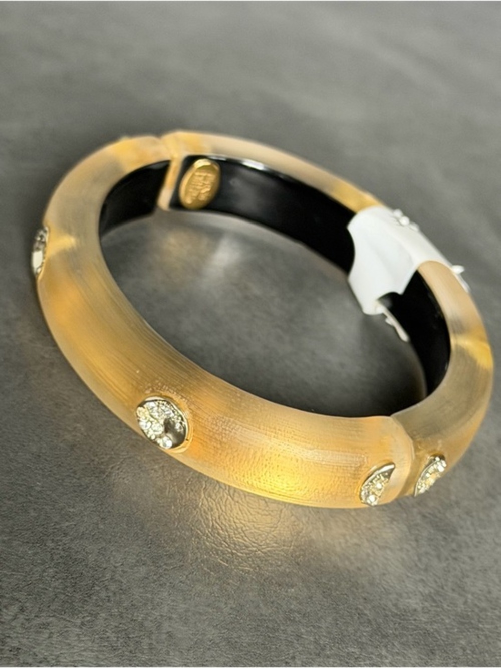 Alexis Bittar Yellow Lucite Crystal Hinged Bangle Bracelet NWT